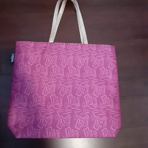 Lancome Fushia Pink Gold 2 Strap Shopper Tote Bag 17" x 15" - Picture 9 of 11